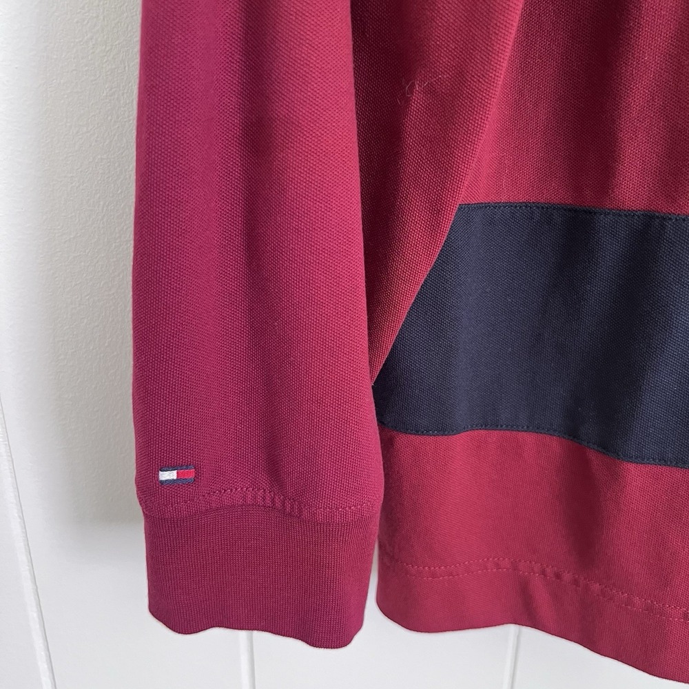 Tommy‎ Hilfiger Regular Fit Colorblock LS Polo Size L ,Blue/Maroon "READ DES " - Picture 6 of 7